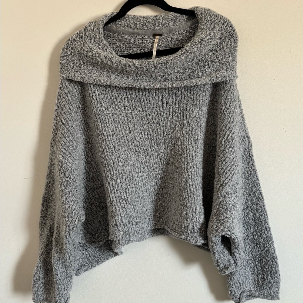 Free People BFF Heathered Gray Cowl Neck Sweater